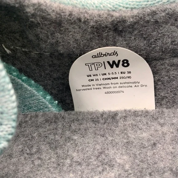 Allbirds TPIW8 Women's Light Blue Knit Lace Up Sneakers Size 8 - Picture 8 of 8